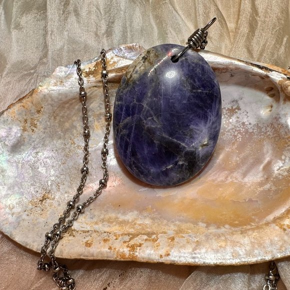 Blue Sodalite Stone Pendant Necklace - Picture 2 of 2